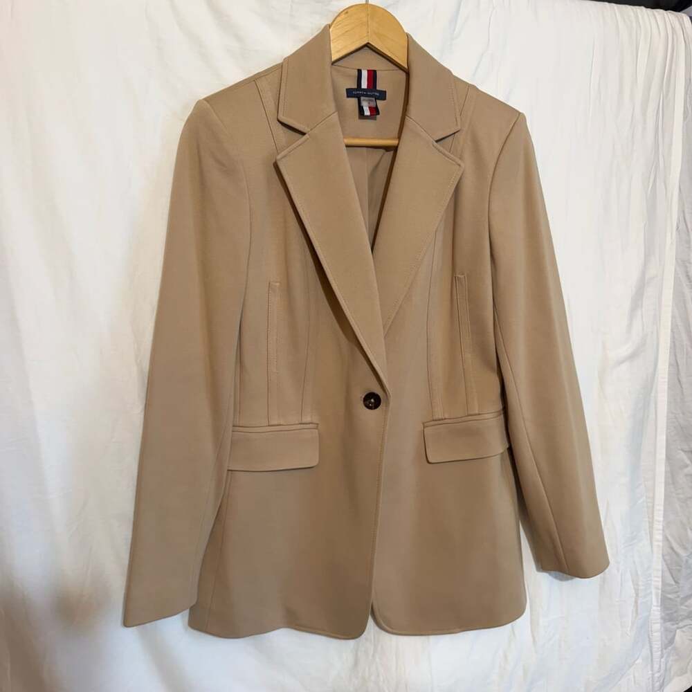 Tommy Hilfiger Tailored Blazer Size 8 Camel Tan Single Button Jacket